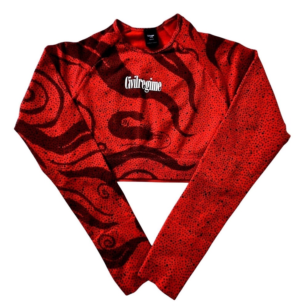 Civil Regime Red Chaos Kelly Seamless Long‎ Sleeve Crop Top Large